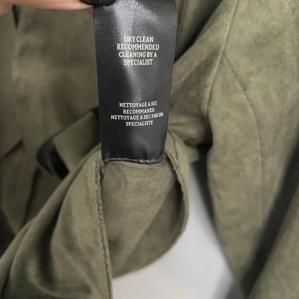 BLANKNYC Jacket Womens Large Olive Faux Suede Waterfall Open Front Moto Ladies - Picture 12 of 13